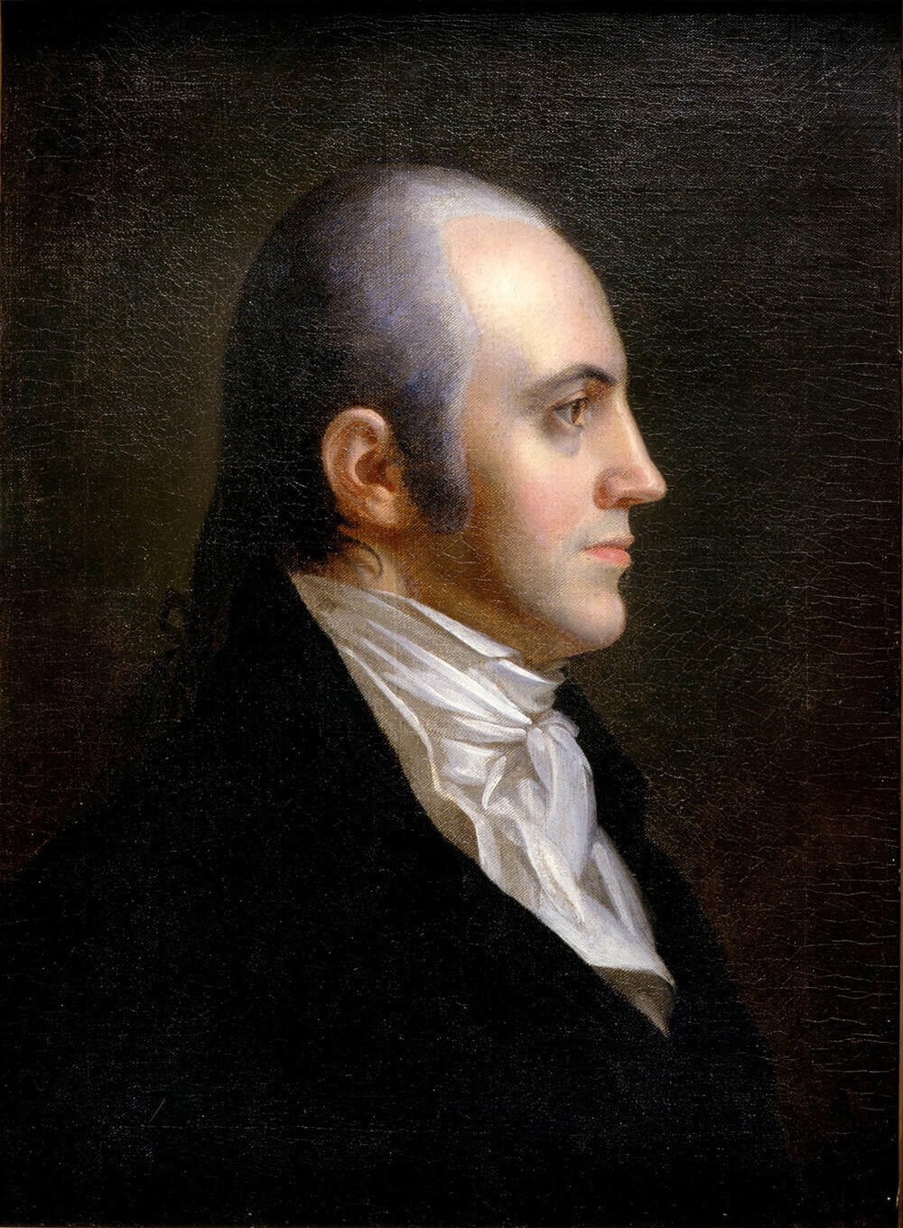 Oil portrait of man in profile with cravat