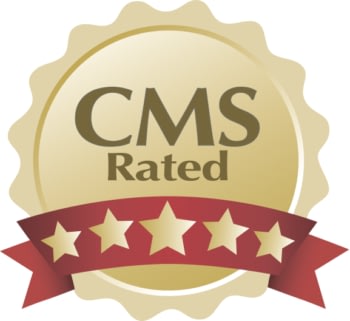 Gold CMS Rated badge with five stars