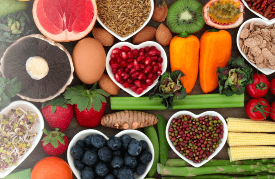 Colorful assortment of fresh fruits and vegetables