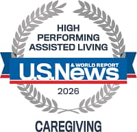 US News High Performing Assisted Living 2026 badge