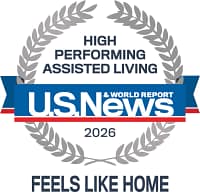 US News High Performing Assisted Living 2026 badge