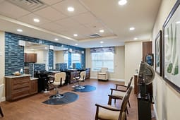 Modern salon with styling chairs and mirrors