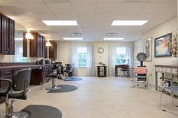 Modern hair salon interior with styling chairs