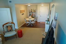 Cozy apartment dining area with round table