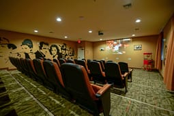 Small private theater with classic movie mural