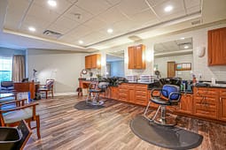 Modern hair salon interior with styling chairs