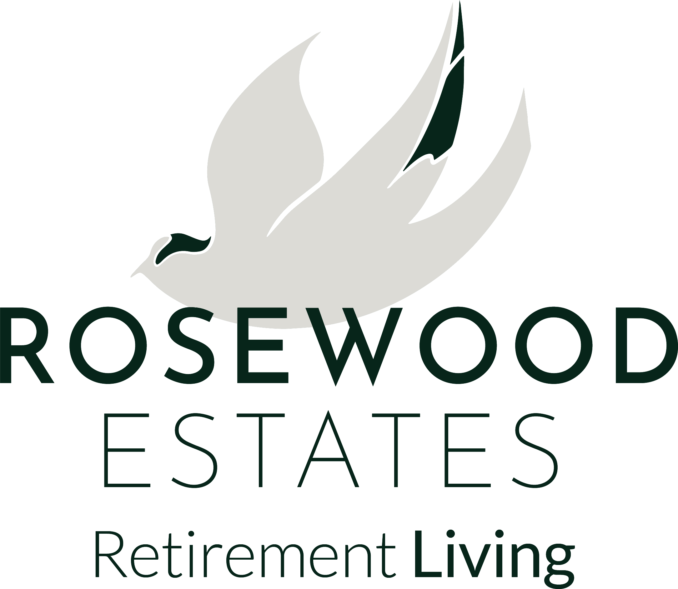 Rosewood Estates dove logo in green and white