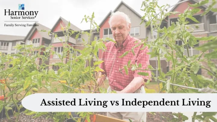 Senior man gardening at assisted living community
