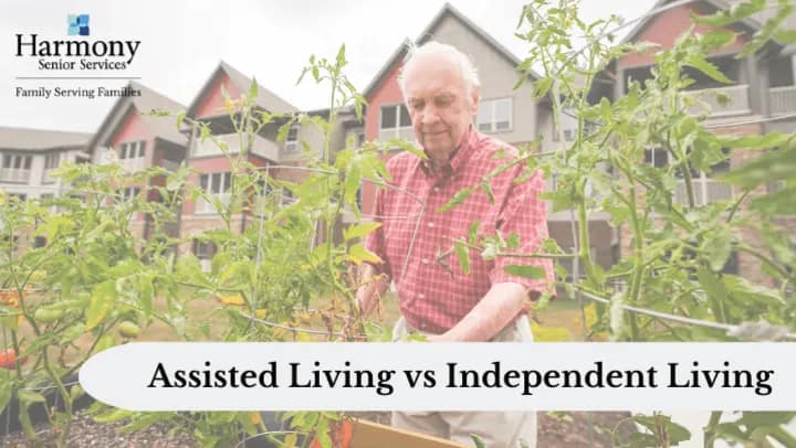 Senior man gardening at assisted living community