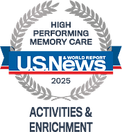 U.S. News 2025 High Performing Memory Care badge