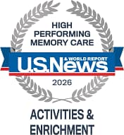 U.S. News High Performing Memory Care 2026 badge